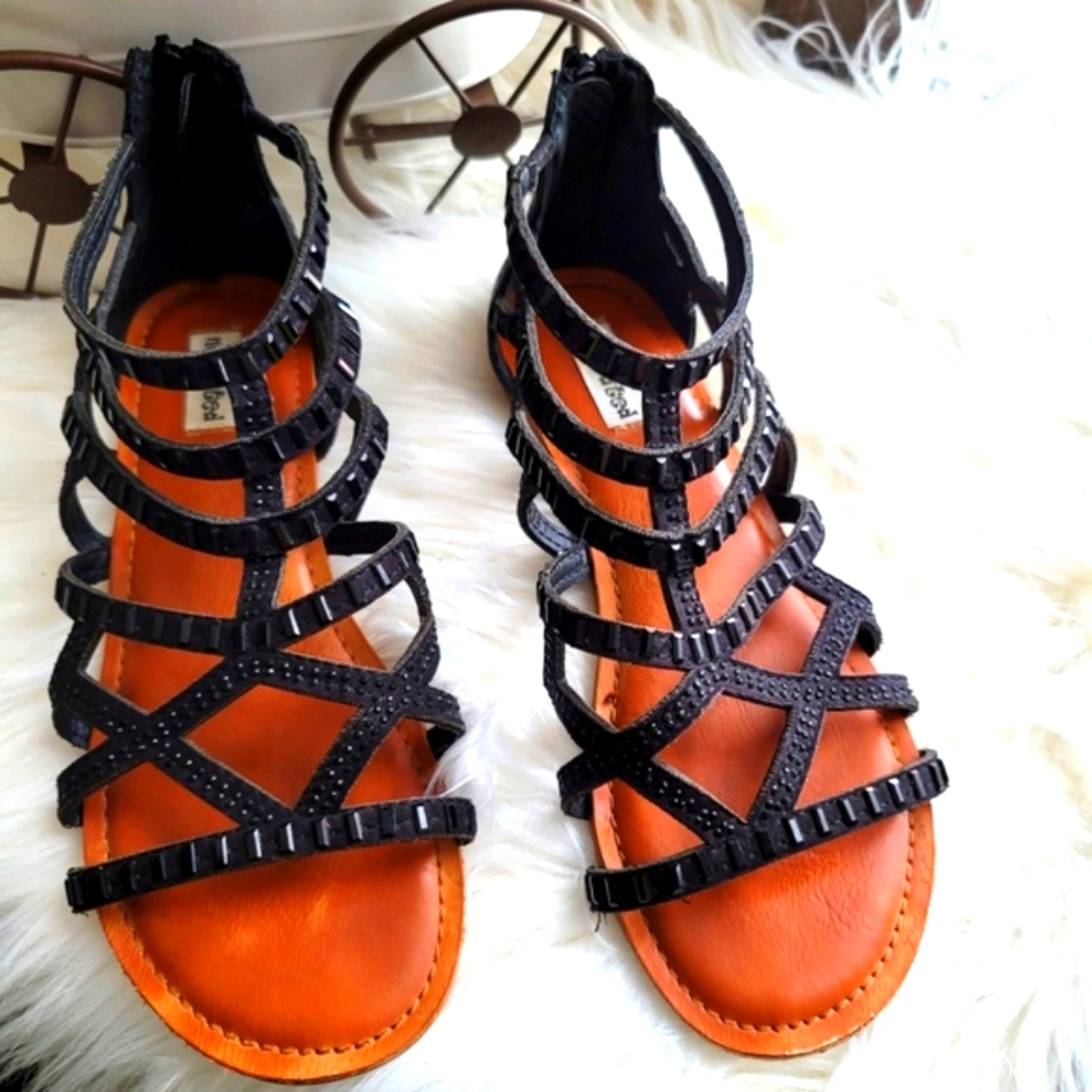 Not Rated Black Gladiator Sandal size 7